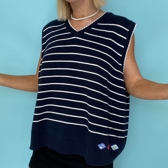 Vintage Sweaters - STRIPED SWEATER VEST